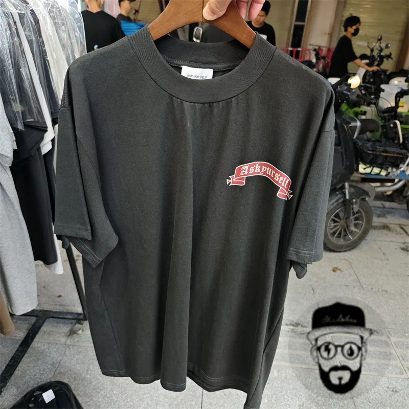 

Free shipping summer cotton Askyurself Tshirts round neck casual loose logo printed men's top tees