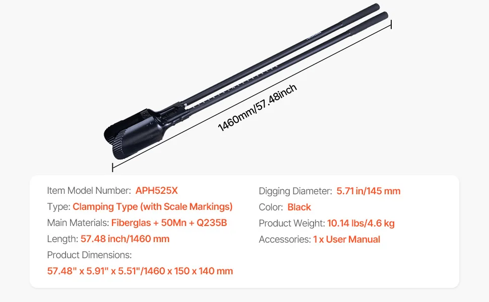SucceBuy Post Hole Digger Heavy Duty Post Hole Digger Manual Hole Digger with Scale Markings Post Hole Digger Digging Gardening