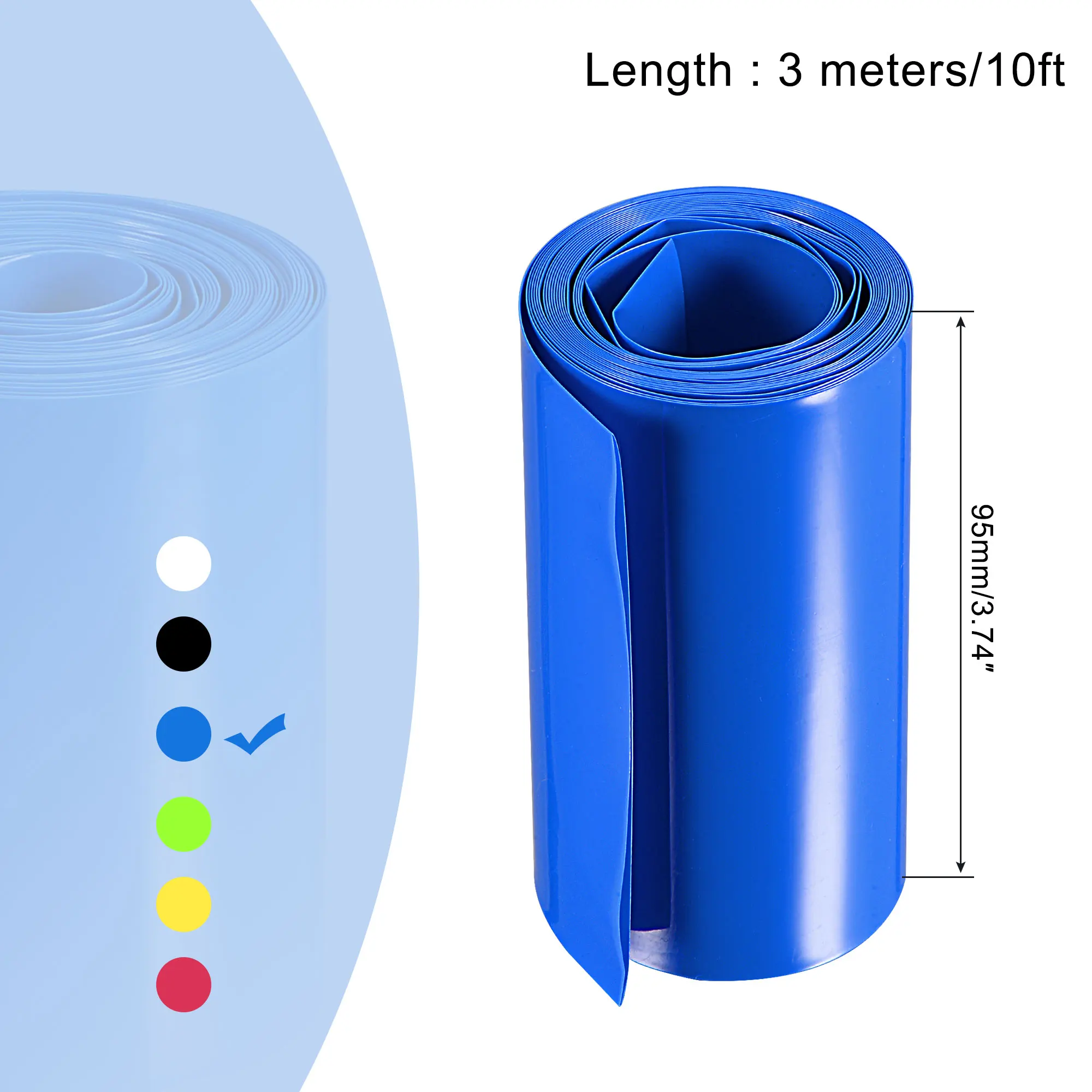 18650 리튬 배터리 열 수축 튜브 랩 커버 스킨 PVC 수축 튜브 필름 슬리브 절연 시스, 23-95mm 폭, 3 계량기
