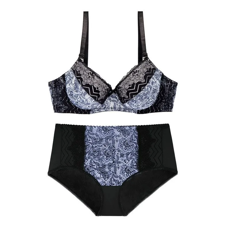 Floral lace lingeries for women plus size bra set d cup xl 2xl 3xl