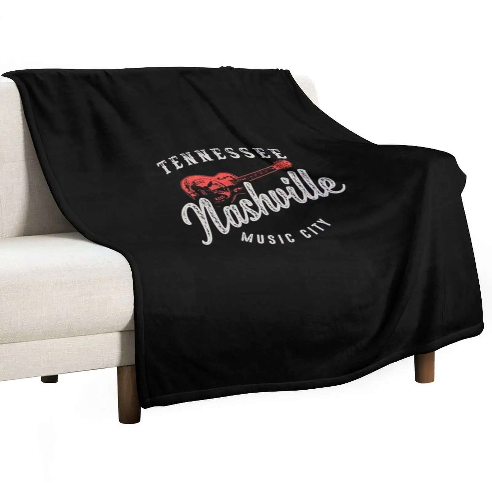 

Nashville Music City USA Guitar Vintage Long Sleeve T-Shirt Throw Blanket Soft Big Blanket Custom Blanket Stuffed Blankets