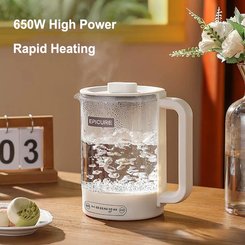 가정용 다기능 전기 주전자, 1.5L 유리 건강 주전자, 완전 자동 투명 차 메이커, 필터 포함, 650W