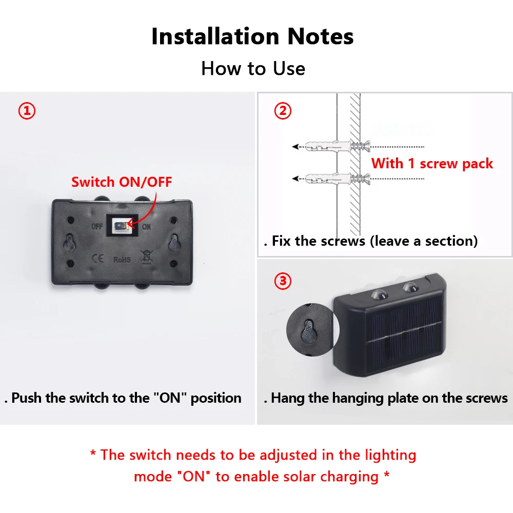 Description Picture 5 of itemLED Solar Lights Up And Down Luminous Lighting Wall Lamps Waterproof For Outdoor Garden Street Villa Courtyard Porch Decorative