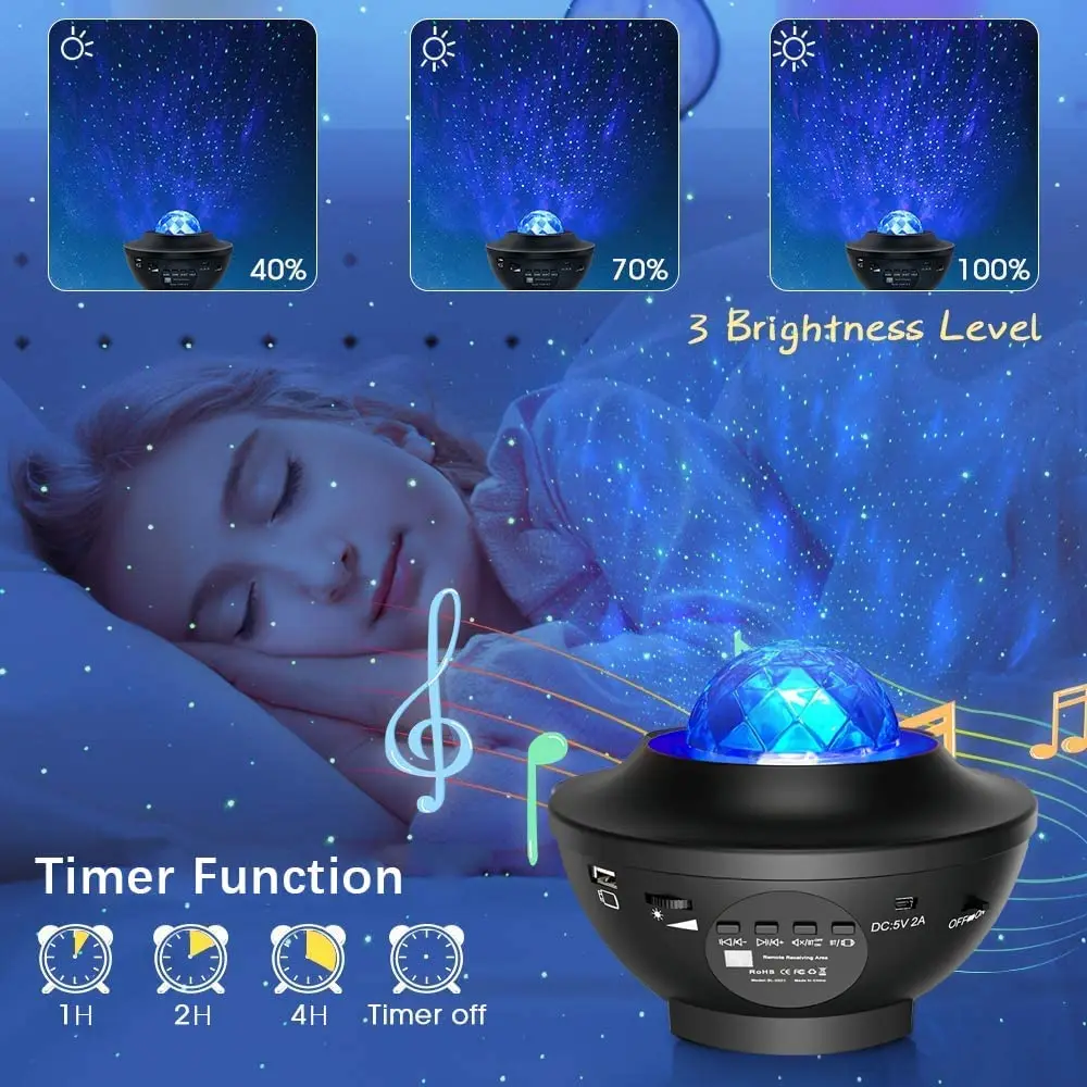 hatch night light LED Star Galaxy Projector Night Light Built-in Bluetooth Speaker with Remote Projection Lamp for Bedroom Home Decor Kid's Gift night lights for adults