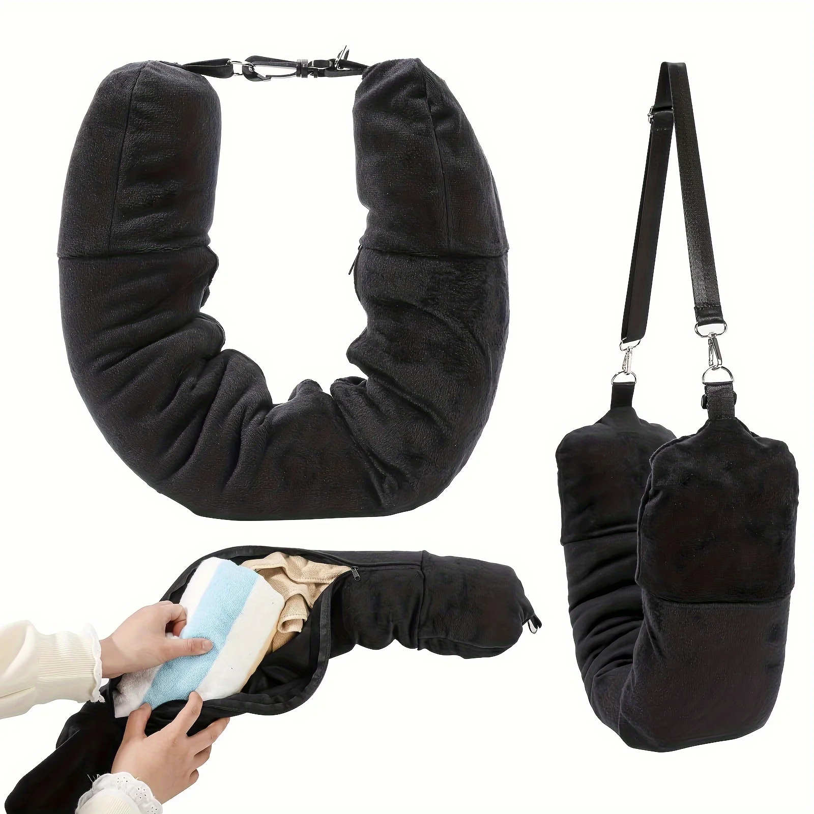 Compact and Versatile Travel Pillow with Clothing Storage