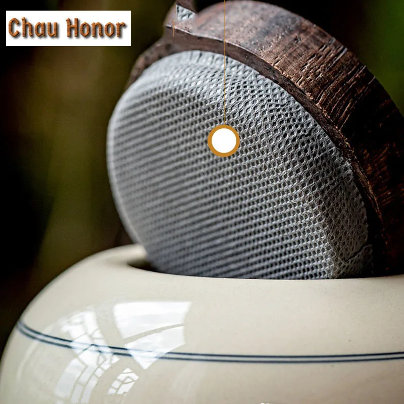 Retro Vegetation Grey Glaze Tea Pot Sealed Pot Storage Pot Household Tea Pot Moisture-proof Tea Warehouse Jar Manual Ceramic Pot