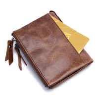 CONTACT'S HOT Genuine Crazy Horse Cowhide Leather Men Wallet Short Coin Purse Small Vintage Wallets Brand High Quality Designer 2