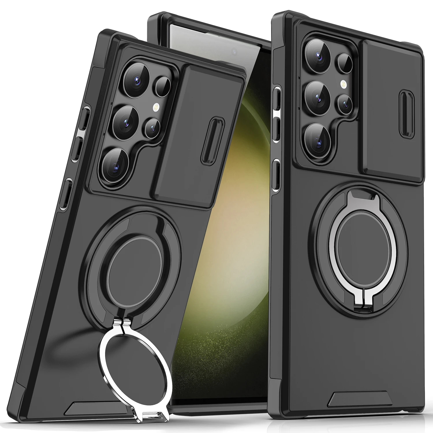 Armor Magnetic Bracket Holder Case with Sliding Window Camera Protection Cover