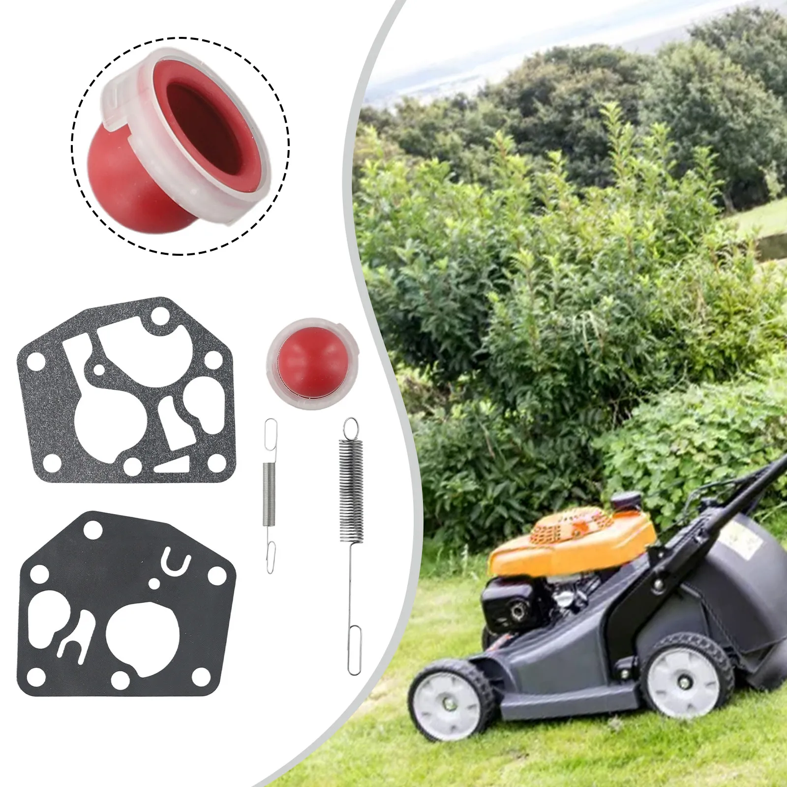 

Spring + Gasket + Red Non-Porous Primer Bulb For 691859 692211 Lawn Mower Carburetor Dia Gasket Replacement Kit Gardening Tools