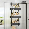 Triple Bathroom Shelves Iron Rack Without Drilling Over Door Hanging Storage Basket with Hooks Shampoo Organizer Shower Holder 1