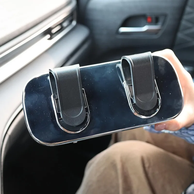 휴대용 자동차 안경 홀더 선바이저 클립 자동 선글라스 보관함 ABS 스크래치 방지 벨벳 케이스 푸시 버튼 내부 부품