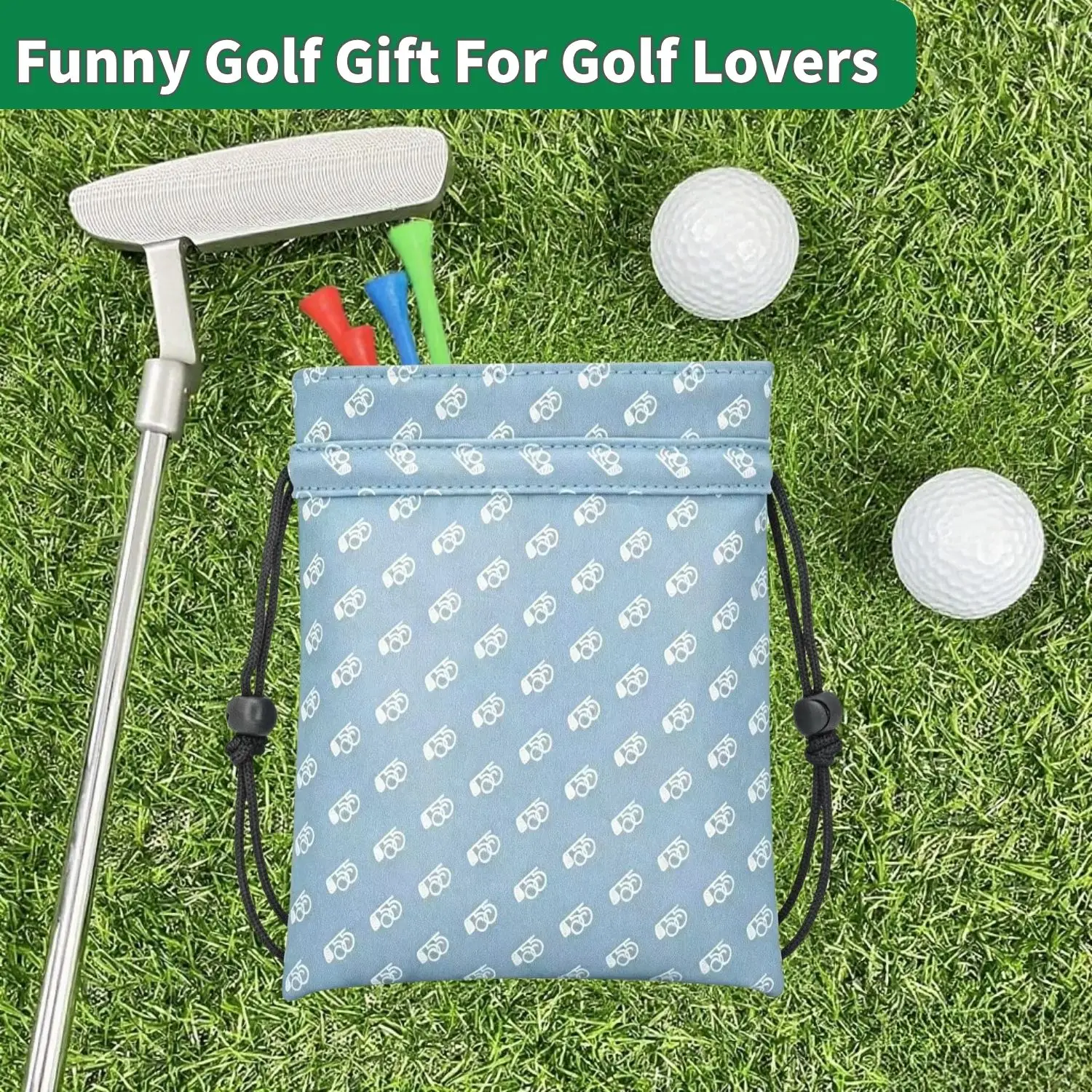 Borsa Minimalista Blu per Oggetti di Valore da Golf con Chiusura a Coulisse, Perfetta per Trasportare Palline da Golf e Ottimo Accessorio per Uomini - immagine 5