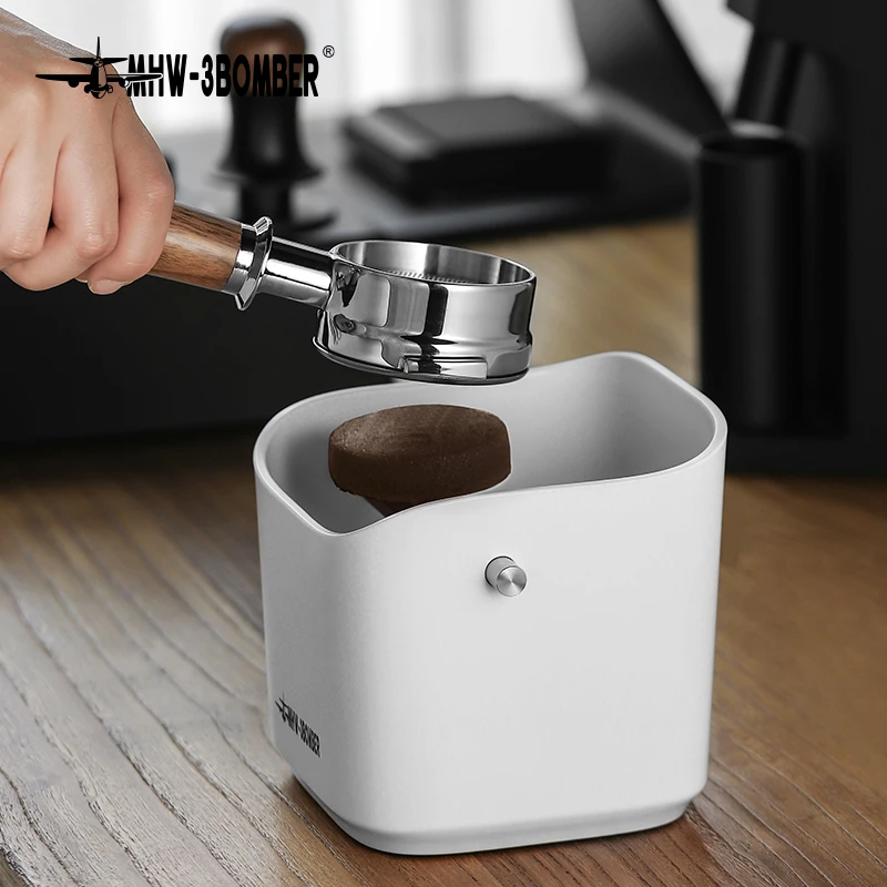 Scatola Battifondi Espresso In Acciaio - Knock Box Con Barra In Silicone, Base Antiscivolo, Capiente, Nero Piccolo