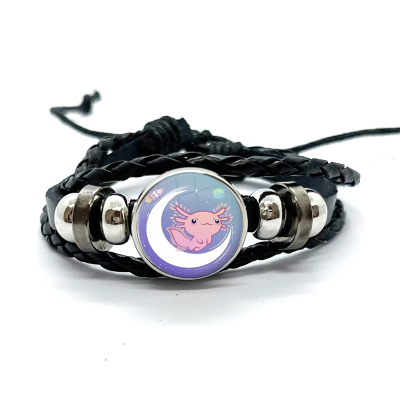 Axolotl Leder Armband Glaskuppel mehr schicht ige geflochtene Armbänder Armreifen handgemachte Schmuck Geschenke