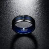 NUNCAD Men's 8mm Tungsten Carbide Ring Blue & Black Matte Finish Beveled Edge Wedding Band Size 4 to 17 T004R 4