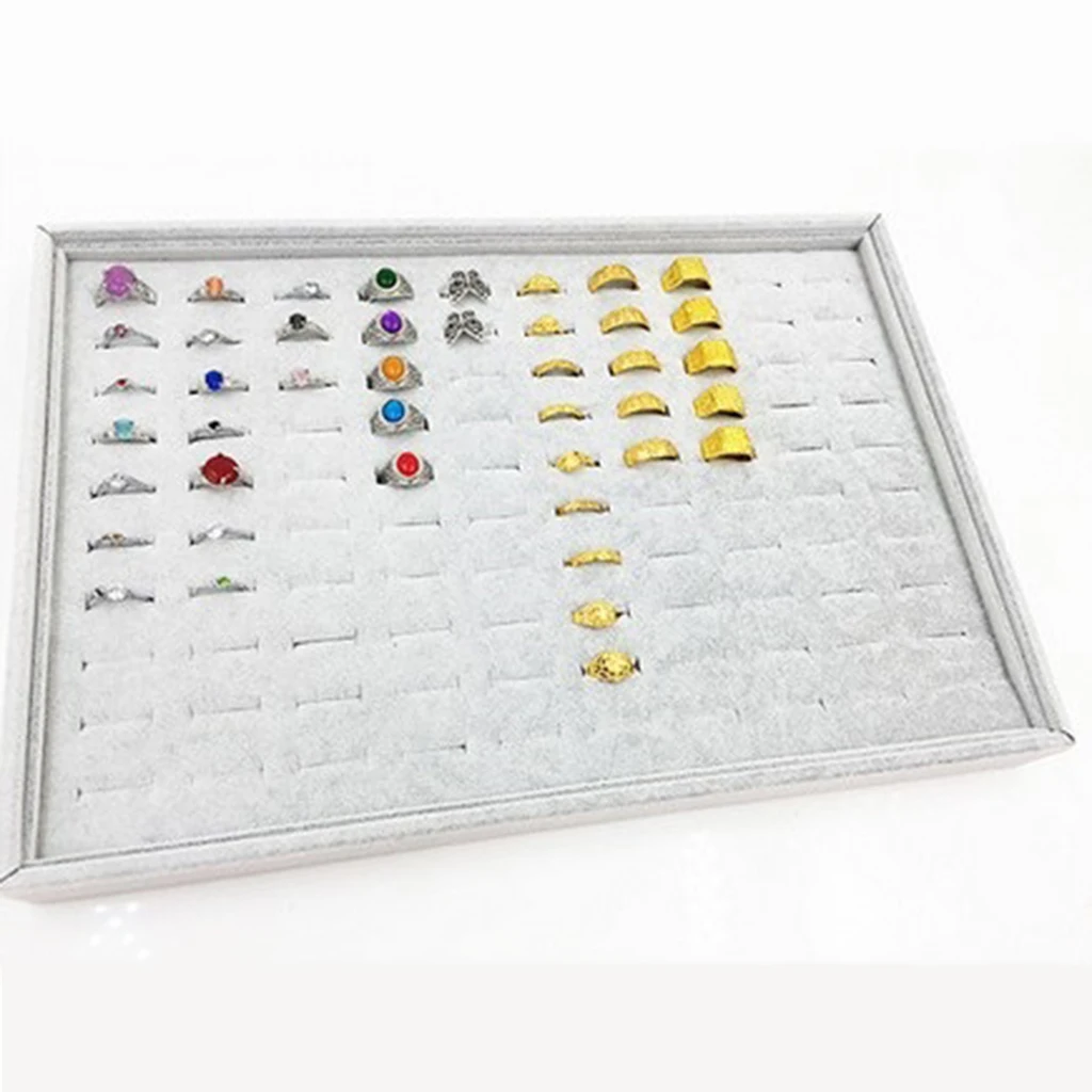 

Velvet Ring Trays Pads for Jewelry Showcase Home Counter Organization Gray