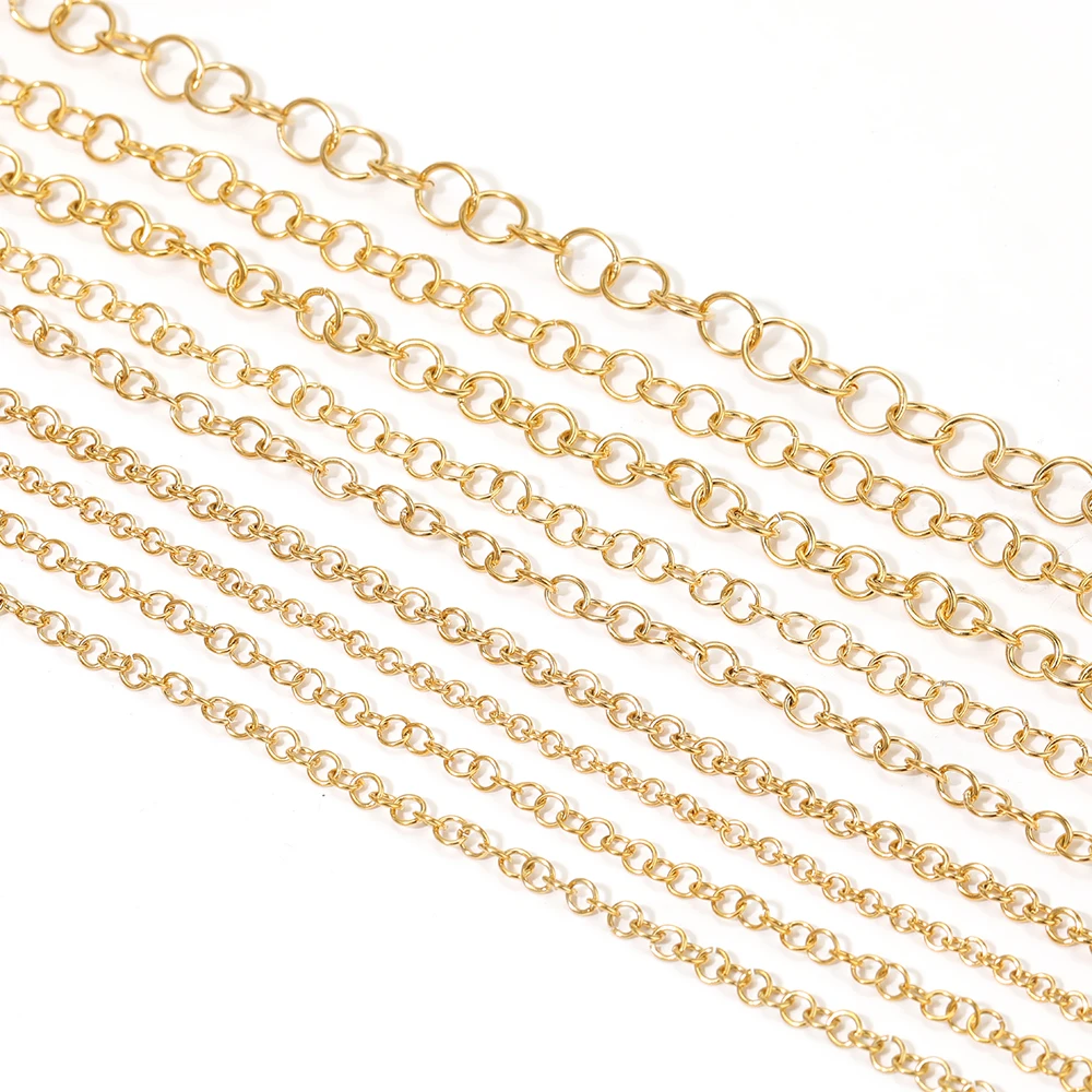 2 Meter Edelstahl vergoldet Polieren O-Ring Kette für DIY Modeschmuck Herstellung Armband handgemachte Halskette Zubehör – Detail 4
