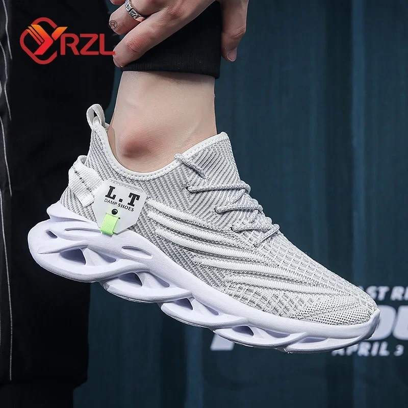 YRZL Mens Sport Shoes Breathable Lightweight Sneakers Outdoor Mesh Black Running Shoes Athletic Jogging Tenis Walking Shoes Man 4