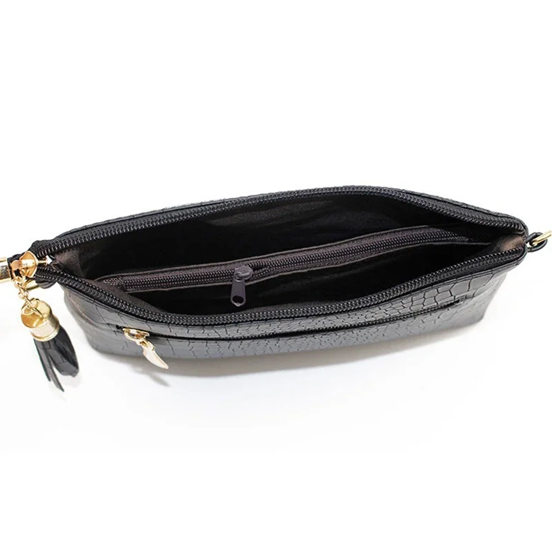 2025 Luxury PU Leather Crossbody Bag for Women - Fashion Crocodile Pattern Shoulder Bag with Tassel, Small Messenger Handbag
