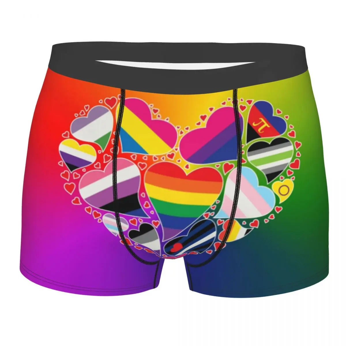 

LGBT Pride Heart Boxer Shorts Men 3D Print Male Stretch Rainbow Pattern Printing Underwear Panties Briefs