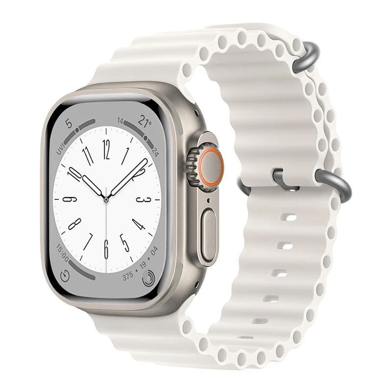 Ocean Band for Apple Watch Ultra 2 49mm 44mm 45mm 42mm 38/40/41mm silicone bracelet correa iwatch series 9 8 7 se 6 5 4 3 strap