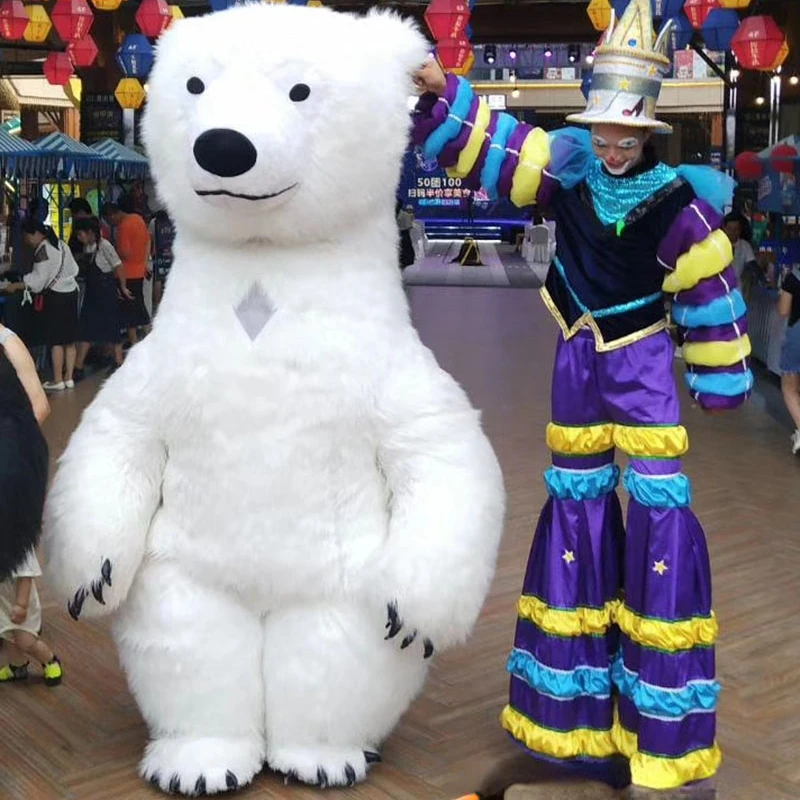 10ft Giant Inflatable Polar Bear Costume Adult Blow Up Fur Plush Mascot Suit Animal Inflated Garment for Party Events no battery mascot costume