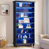 69-Inch Tall Bookcase with LED Lighting, Modern 9-Tier Freestanding Bookshelf with Solid Wood Legs, Wooden Open Display Shelf 3