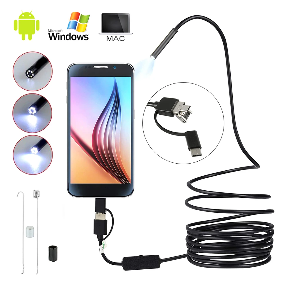 5.5mm lens Camera Endoscope IP67 1/2/3.5/5/10 M Hard Flexible Tube