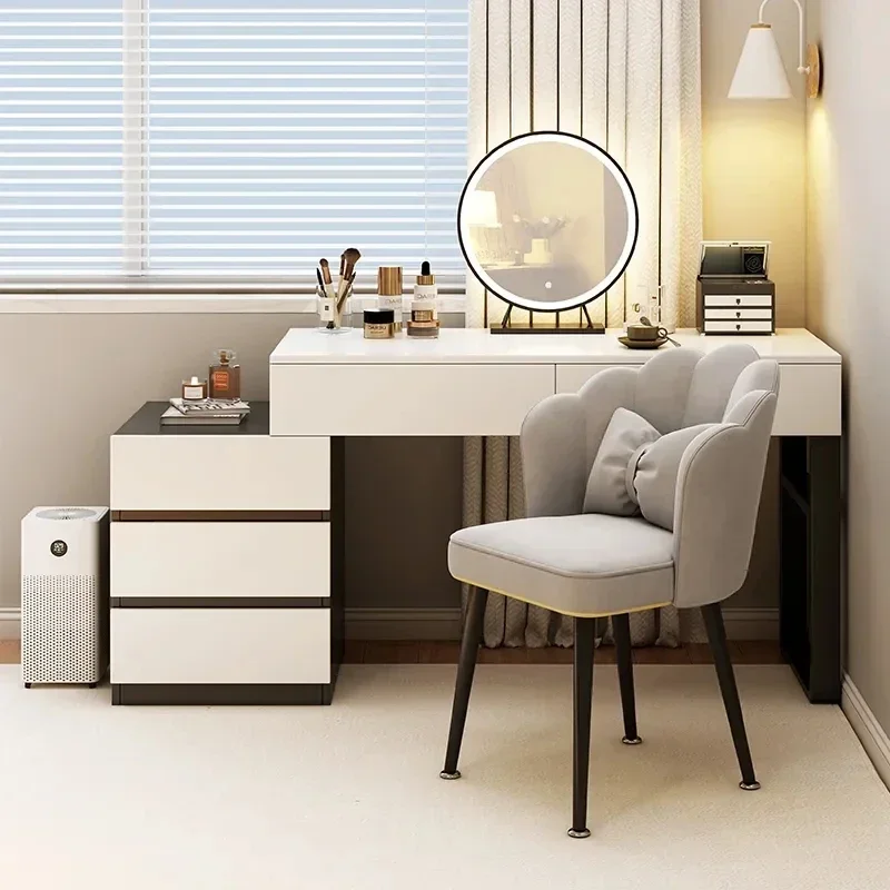 Coiffeuses simples maquillage vanité Table tiroir miroir chambre femmes commodes support de rangement filles armoire chambre meubles 1 Coiffeuses simples maquillage vanité Table tiroir miroir chambre femmes commodes support de rangement filles armoire chambre meubles 1