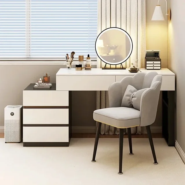 Coiffeuses simples maquillage vanité Table tiroir miroir chambre femmes commodes support de rangement filles armoire chambre meubles 1