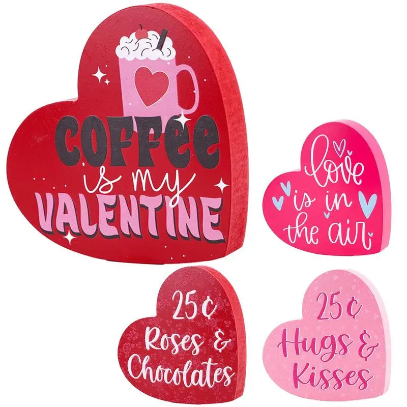 

Heart Shaped Valentines Day Table Sign Home Decorative Romantic sign Wooden Beautiful Valentines Day Centerpiece For Table