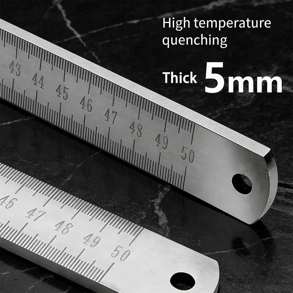 50cm 스테인레스 스틸 자 두께 5mm 고온 담금질 강철 자 실버 굽힘 방지 자