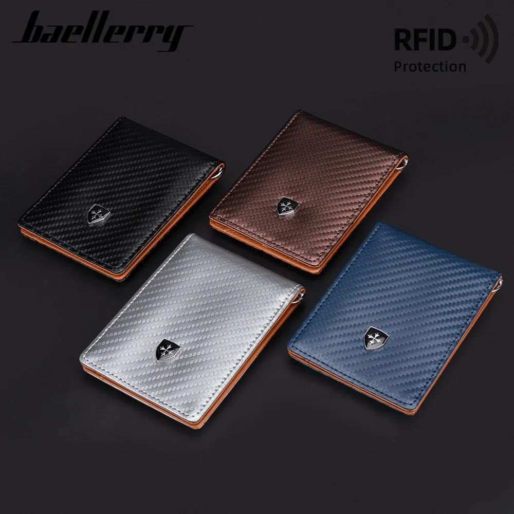 Baellerry Minimalist RFID Short Wallet, Plain Shade PU Leather Slim Bifold for Daily Use
