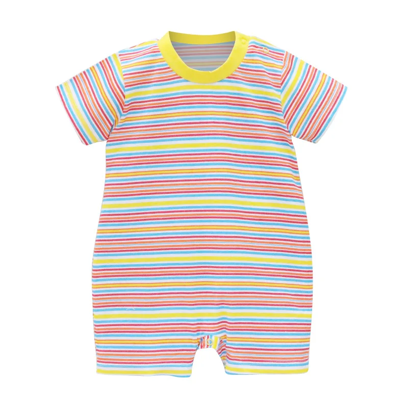 Baby Bodysuits classic Spring And Summer Boys And Girls Baby Romper Cotton One Pieces Striped Bodysuits Short Sleeve Snap Button Newborn Clothes Bamboo fiber children's clothes