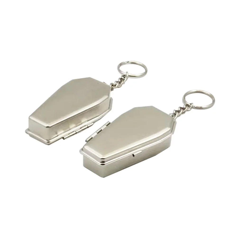 Mini Ashtray with Cigarette Rack Keychain Outdoor Portable Coffin Shaped Ashtray Cigarette Accessories