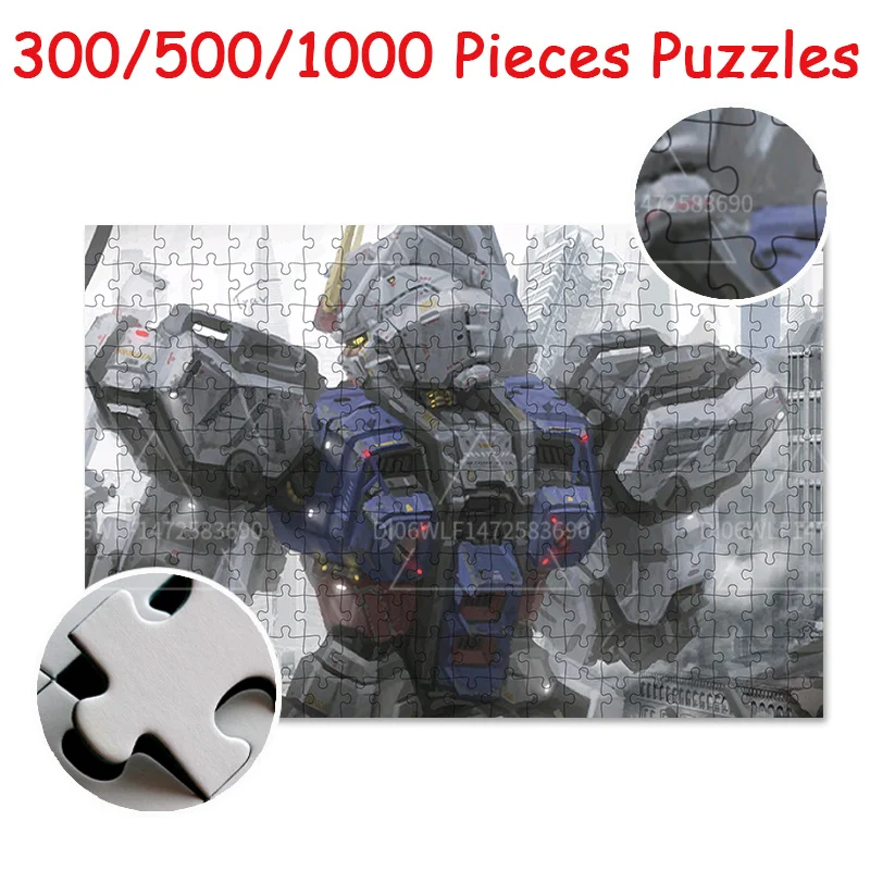 Jigsaw Puzzle Toy Bandai Japanese Anime Gundam Fighter 300/500/1000PCS Wooden Puzzles Children Educational Toys Adult Game Gift