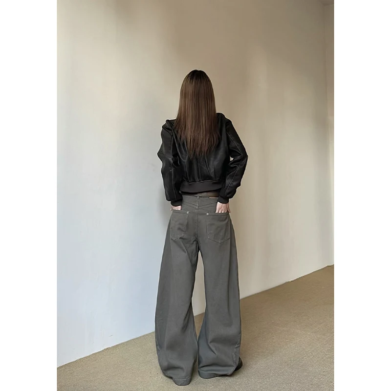 American Vintage 2000s Style High Waist Camel Jeans Pants Spring Fashion Women's Baggy Y2K Wide Leg Denim Trouser Female Clothes 4