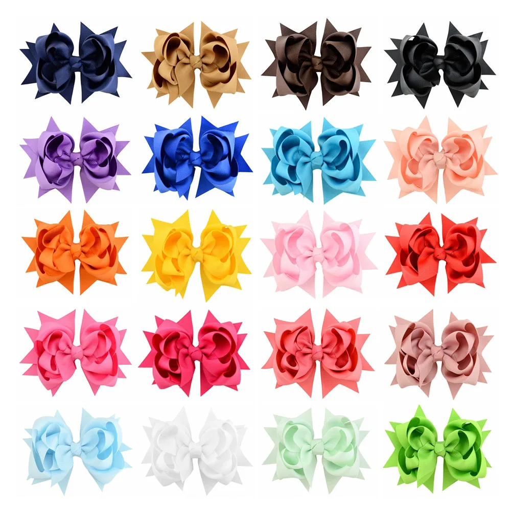 20Colors 1Pieces Solid Hair Clips High Quality Grosgrain Ribbon Bows For Kids Girls Boutique New Handmade Hair Accessories 722