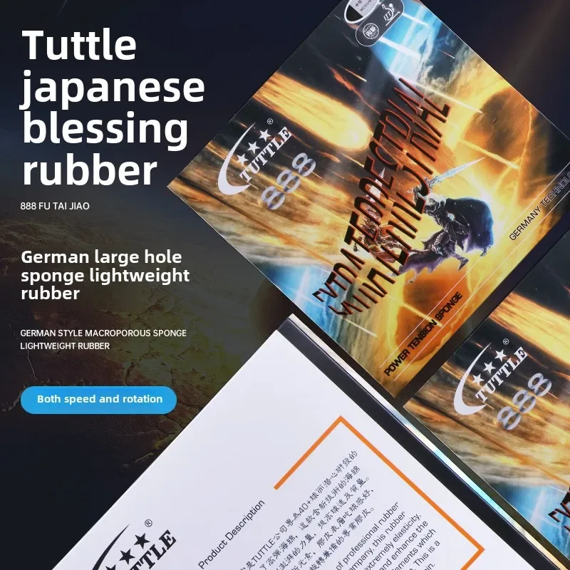 Table Tennis Rubber TUTTLE 888-Fu Ping Pong Paddle High Elasticity Sponge Adhesive Rubber