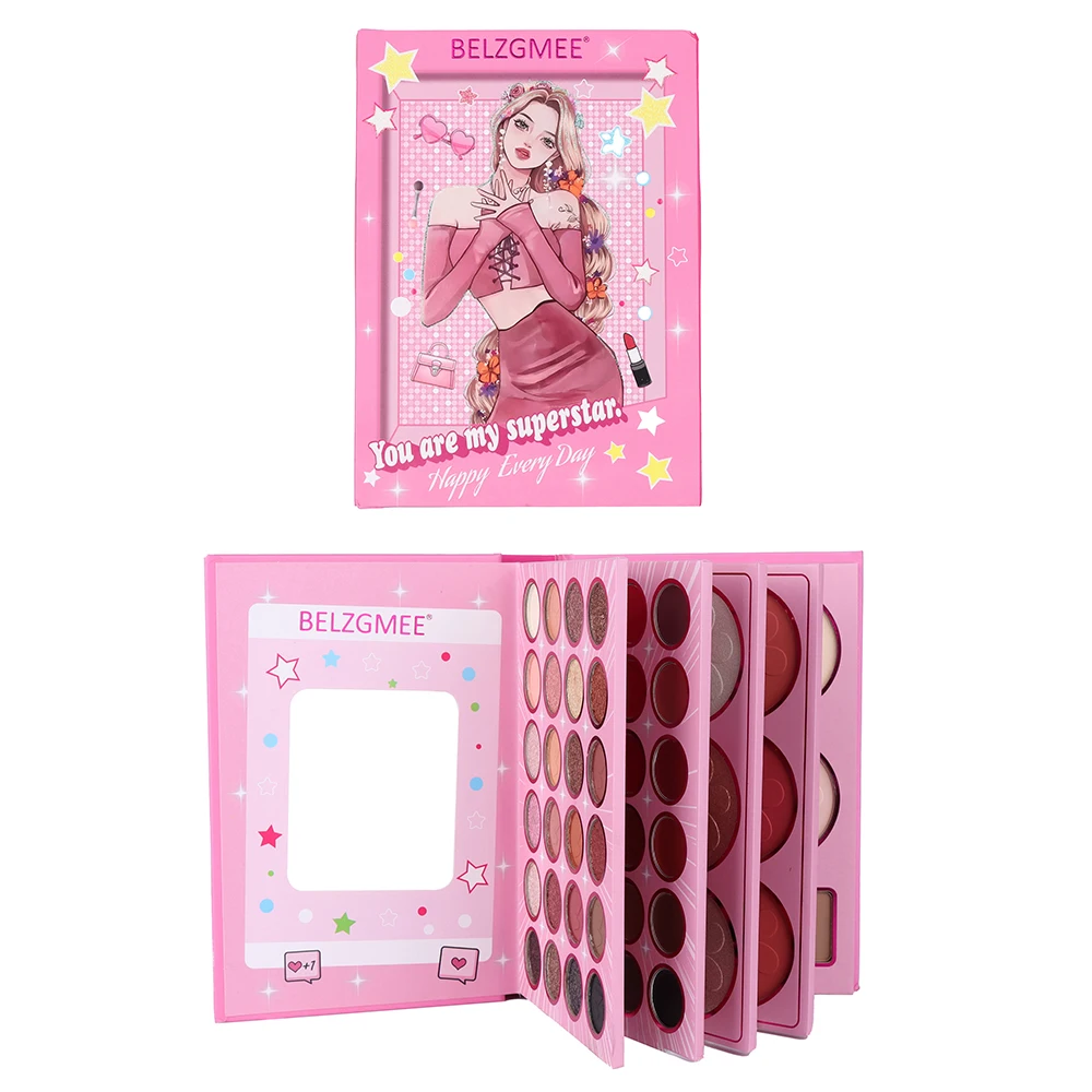 67 Colors 5 Pages Superstar Eye Shadow Palette Book Glitter Highlight Blusher Eyeshadow Professional Makeup for Eyes