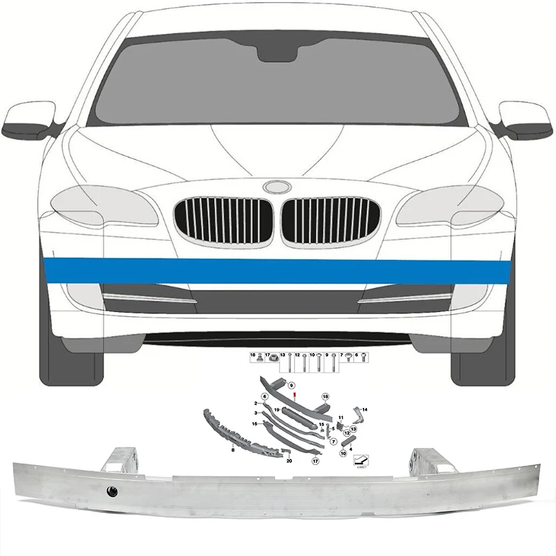 

For 10-17 BMW 5 Series F11 F10 Front Bumper Reinforcement Crash Bar 51117200705