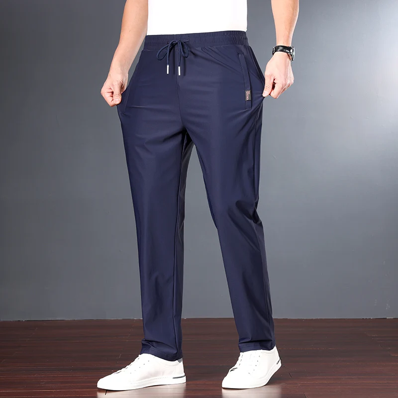 Elegant Fashion Harajuku Slim Fit Ropa Hombre Loose All Match Sport Casual Pants Pockets Thin Style Straight Leg Wide Leg Pants