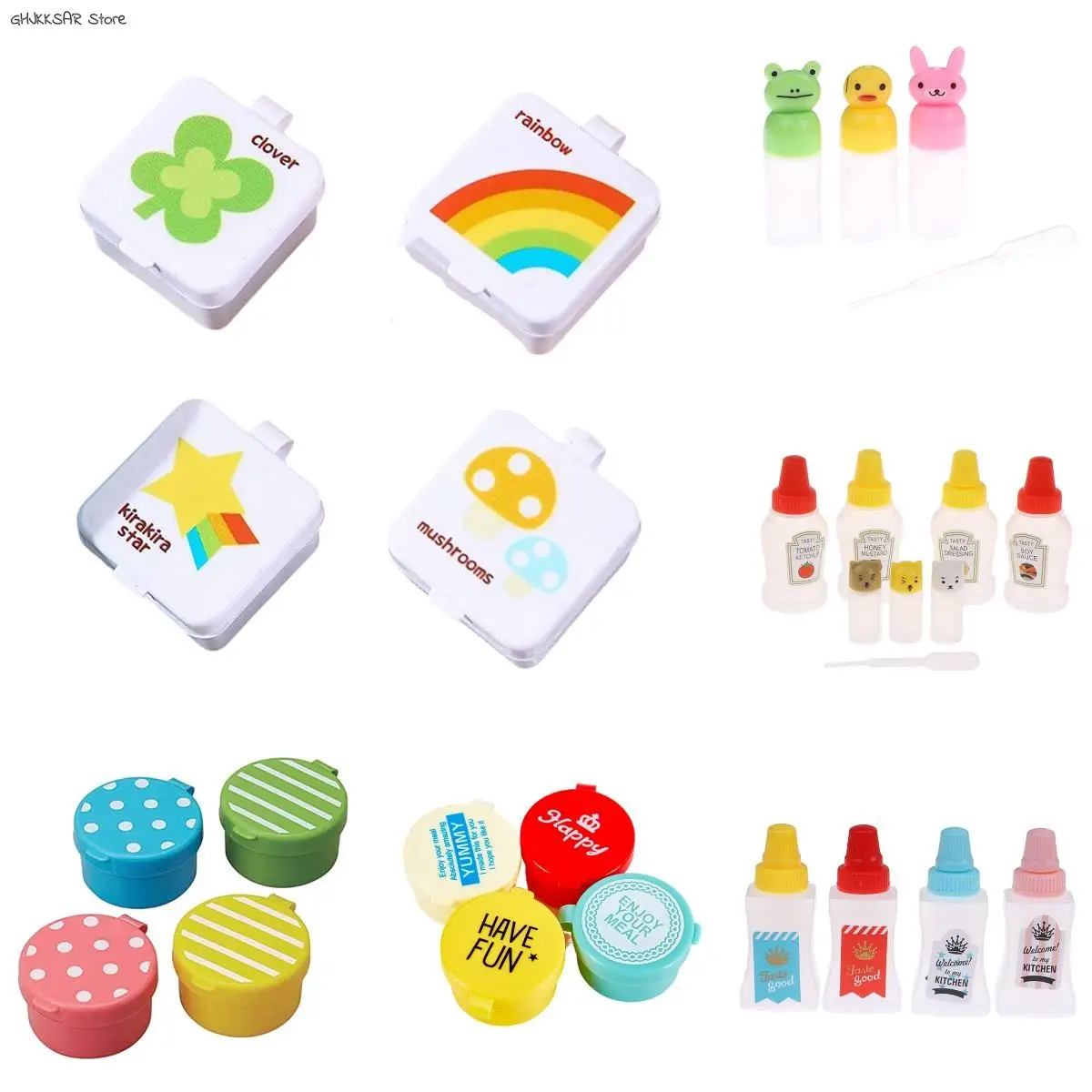 1/2/3/4PCS Mini Condiment Squeeze Bottle Box Salad Dressing Ketchup Squeeze Jar Container Plastic Portable Lunch Box