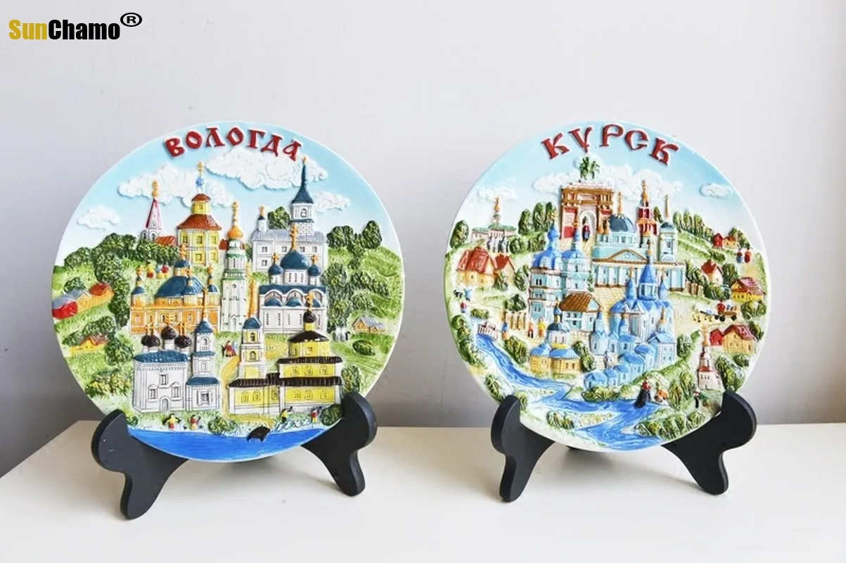 10cm Portuguese Lisbon Paris Austria Switzerland Finland Netherlands Norway American Ceramic Plate Home Decor Tourist Souvenir 2