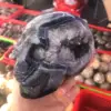 Skull Stone Natural Black Agate Geode Crystal Cranium Mineral Fengshui Reiki Meditation Energy Home Decor For Room 2