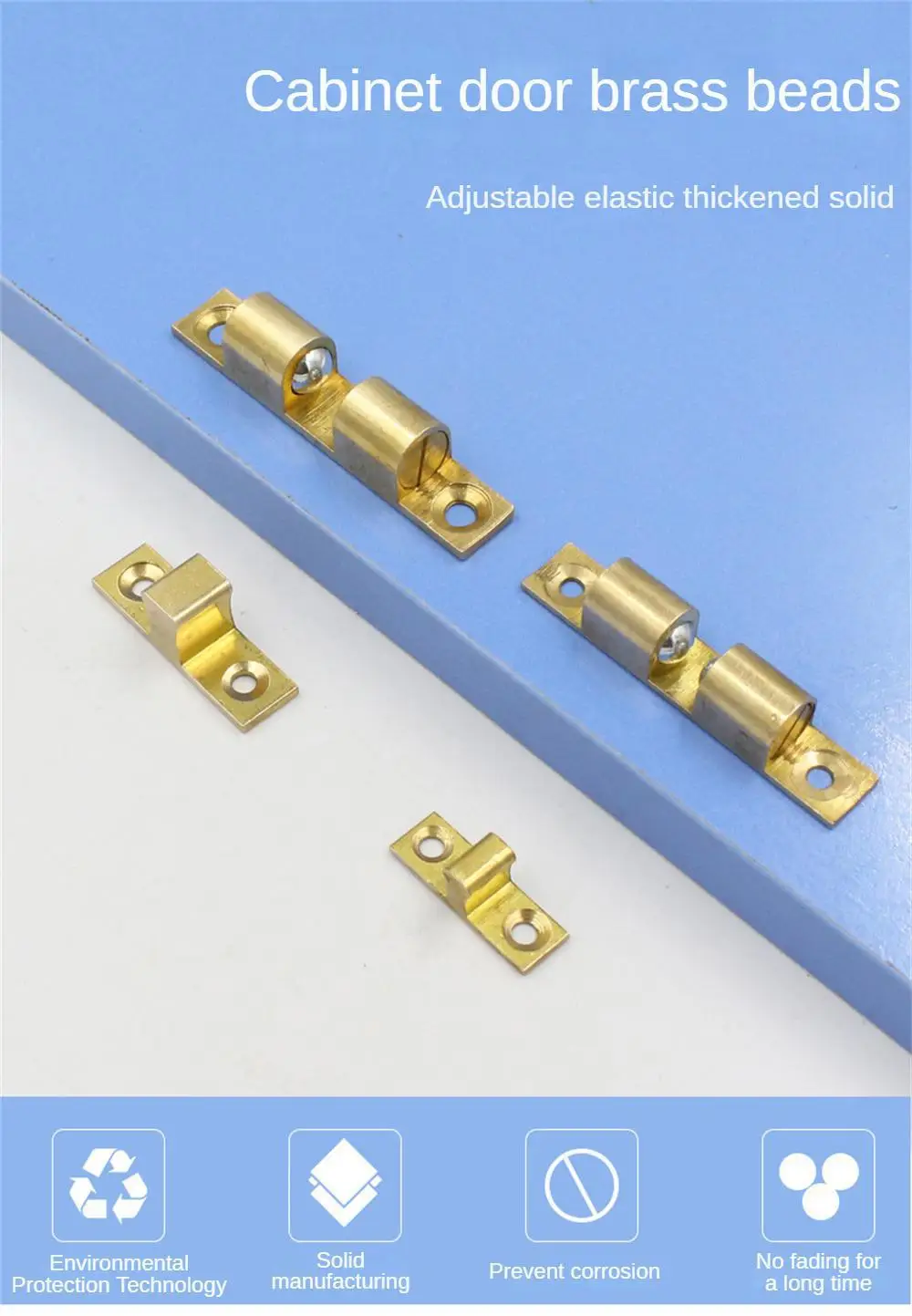 Description Picture 2 of itemDoor Bolts Door Spring Clip Solid Brass Spring Ball Cabinet Door Catche Free Screws Furniture Fitting Door Latch Door Switch