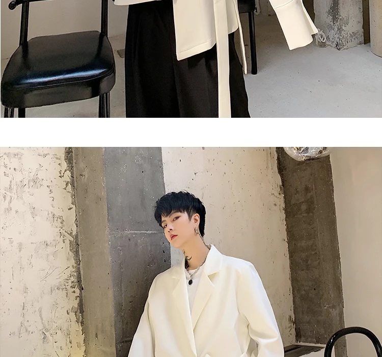 Description Picture 4 of itemMen Design Irregular Blazers Spring Men Blazer Smart Casual Jacket Solid Camel Cotton Business Suit Jackets Male Officer Sashes