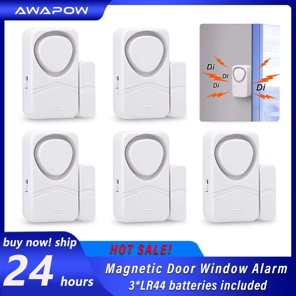 Awapow Door Window Alarm Sensor Detectors Freezers Close Reminder Security Protection Alert 4 Modes Wireless Door Burglar Alarm