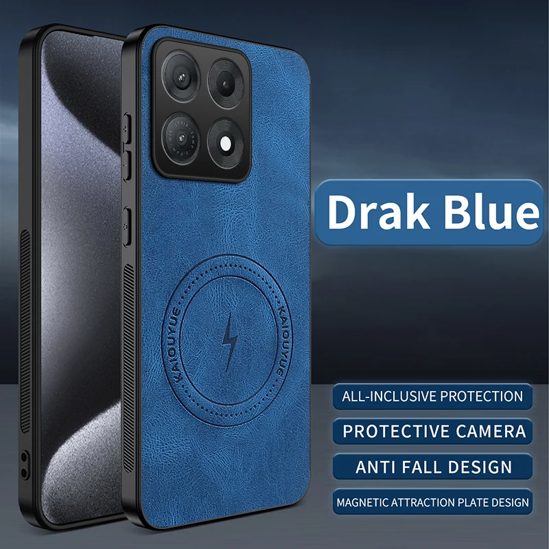 Magnetic Soft Matte Leather Case with Mag-safe and Full Camera Protection