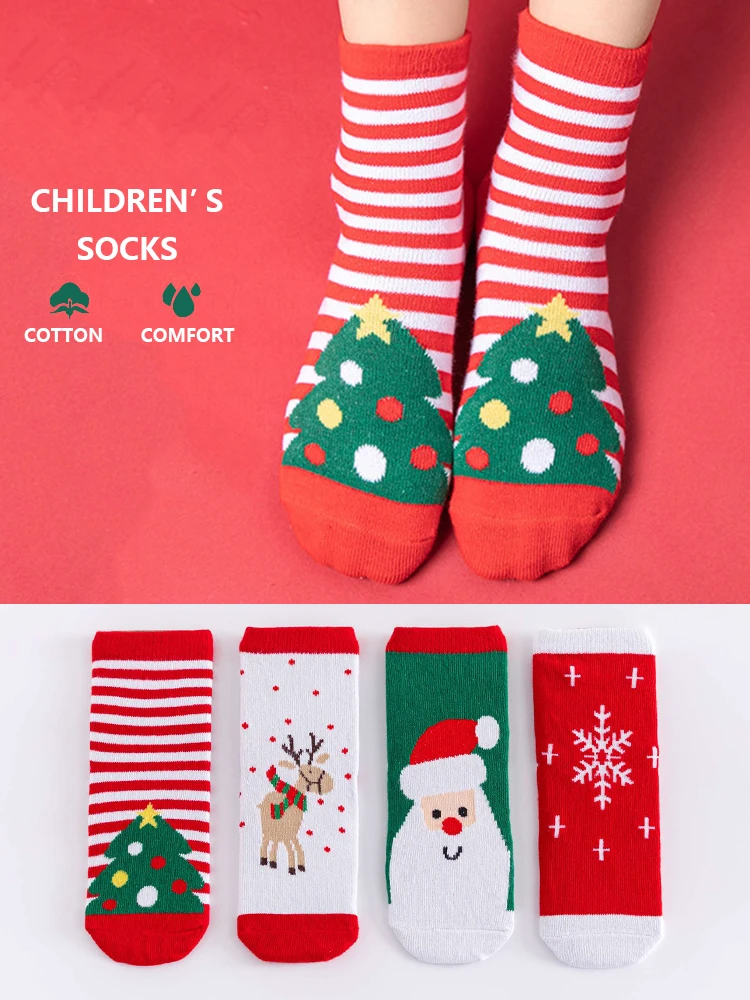 LJMOFA 1 Pair Cotton Winter Baby Girls Boys Kids Sock New Year Children Snowflake Elk Santa Claus Christmas Warm Socks C193